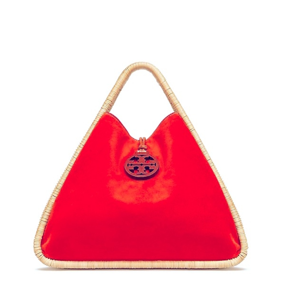 Tory Burch Suede Basket Weave Handbag...Color: Red